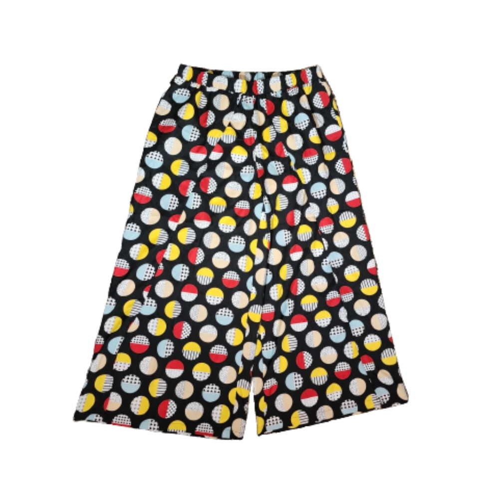 Pants Wide Leg Wrap Hem Geo Print Multicolor Red Multi Plus Size 1X - Picture 4 of 14
